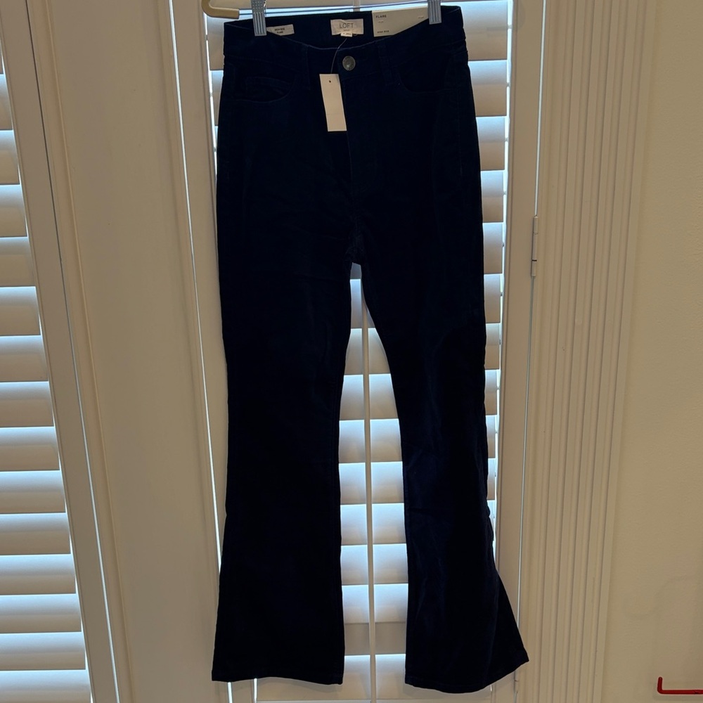 NWT- Loft Navy Corduroy Flared Pants